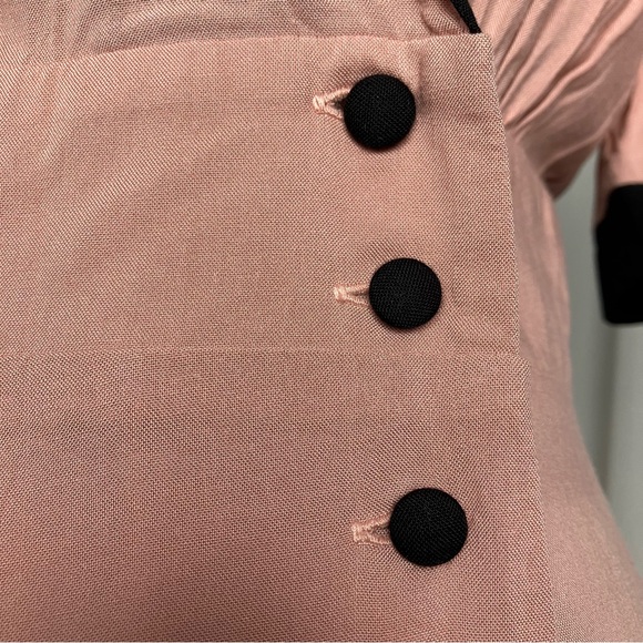 ASOS Retro Pink & Black Contrast Collar Button Half Sleeve Wrap Mini Dress UK 6 - Picture 11 of 16